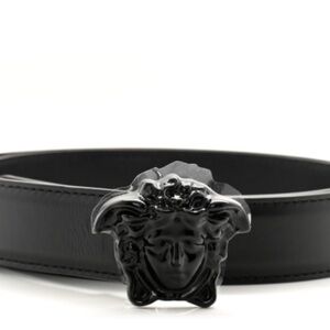 Versace Collection Black Belt with Medusa Buckle